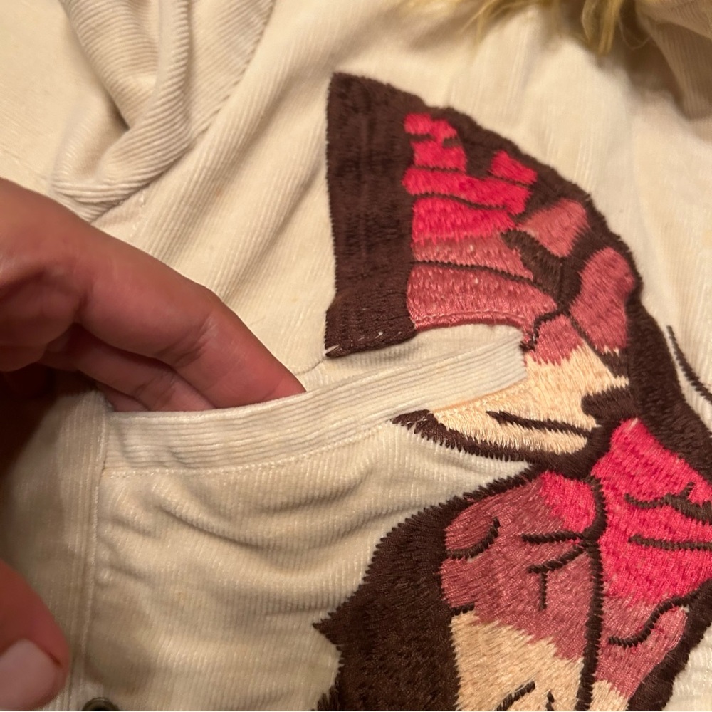 Johnny Was Vintage Cargo Cordorouy Jacket With Butterfly embroidery - Picture 11 of 13